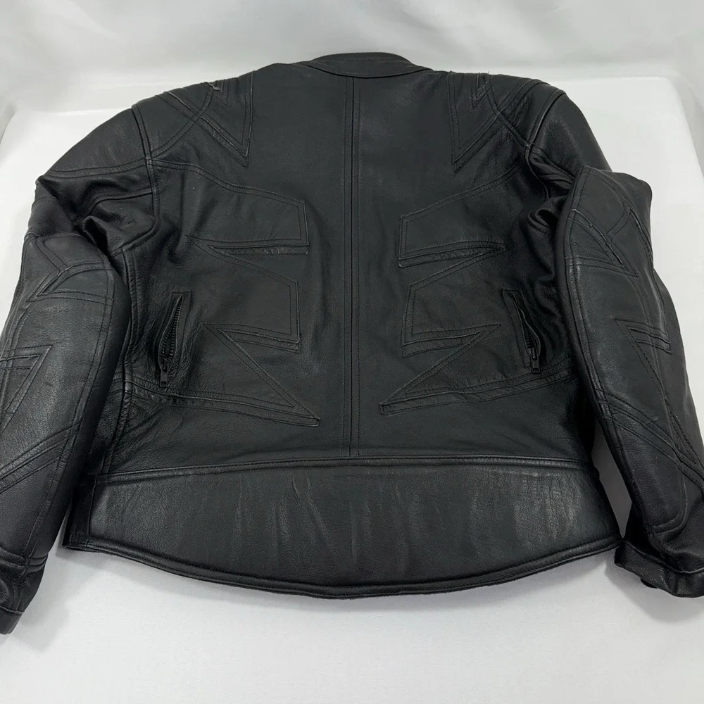 Teknic Black Padded‎ Leather Motorcycle Motocross Racing Jacket Size 42/52